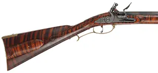 York County, Pennsylvania Longrifle,
.50 caliber, 42" swamped Rice barrel,
Chambers flintlock, maple, brass, unfired
 York County, Pennsylvania Longrifle,
.50 caliber, 42" swamped Rice barrel,
Chambers flintlock, maple, brass, unfired